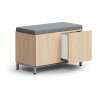 Bench with storage space QBUS, on legs, push opening, 534x800x420 mm, silver, oak, gray