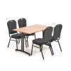 SANNA + HARTFORD dining set, 1200 mm table + 4 chairs, beech, black fabric