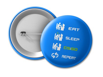 Placka Eat Sleep CS:GO Repeat (modrá)