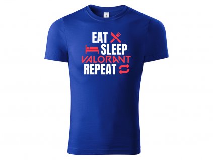 Tričko Eat Sleep Valorant Repeat modré