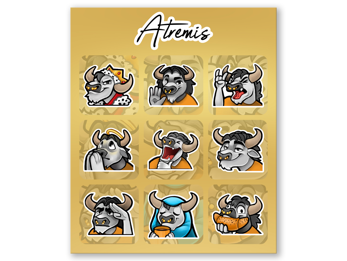 Set 10 samolepek Atremis - Emotes