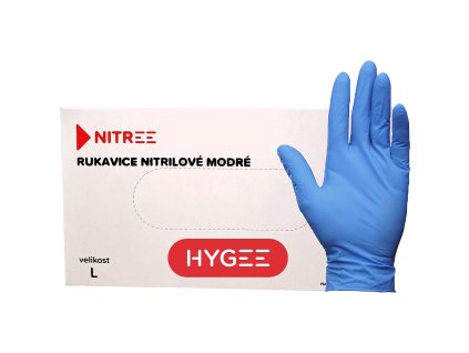 Modré nitrilové rukavice v krabičce
