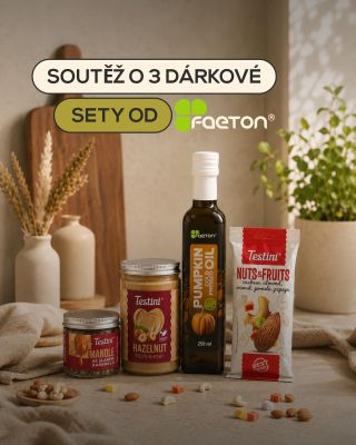 NOVÁ SOUTĚŽ O DÁRKOVÉ SETY OD FAETON 🎁 3 VÝHERCI! V každém setu - výběr top produktů: • Dýňový olej • lískooříšková pasta...