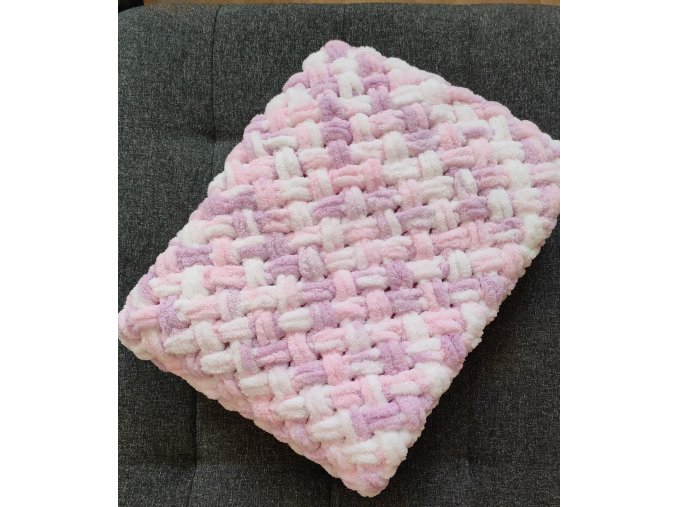 pletená dětská deka  růžová melír