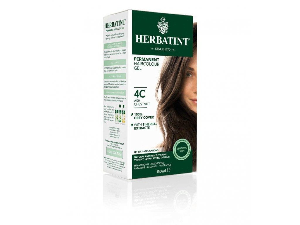 es407 herbatint permanentni barva na vlasy popelavy kastan 4c