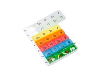 Dávkovač léků OBZOR typ 04 týdenní duhový