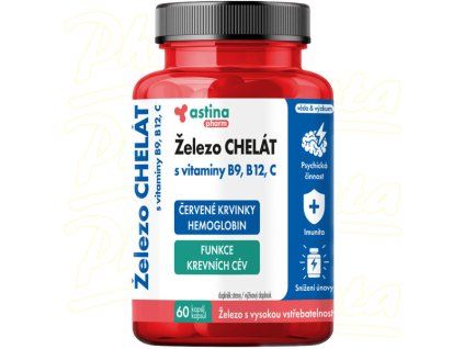 Železo chelát s vitaminy B9, B12, C 60 kapslí  AstinaPharm