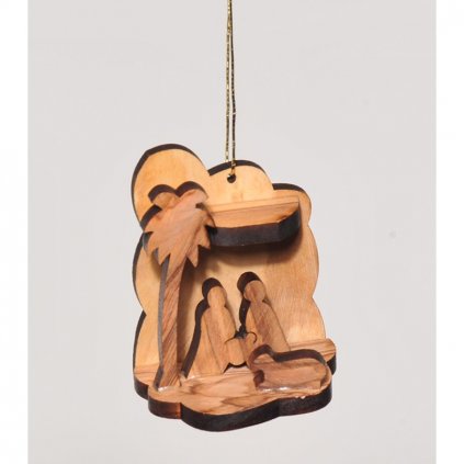 Fair trade betlém z olivového dřeva z Palestiny, ručně řezaný