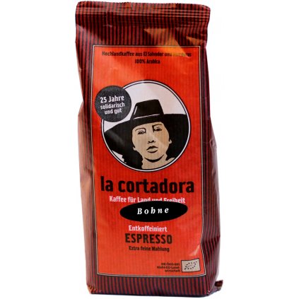 fair trade bio zrnkova kava bez kofeinu la cortadora 200g