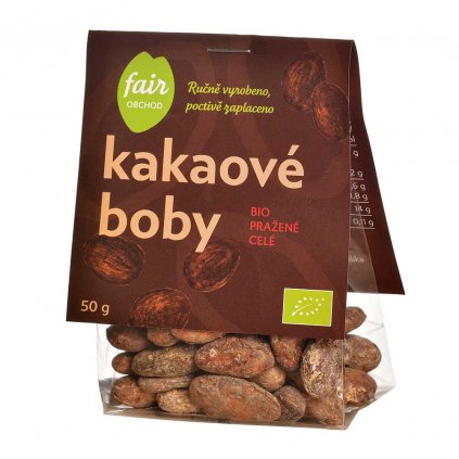 Fair trade bio kakaové boby celé pražené, 50 g