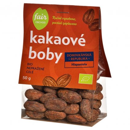 Fair trade bio kakaové boby celé nepražené, 50 g