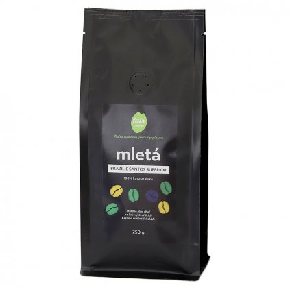 Fair trade mletá káva Brazílie Santos Superior, 250 g