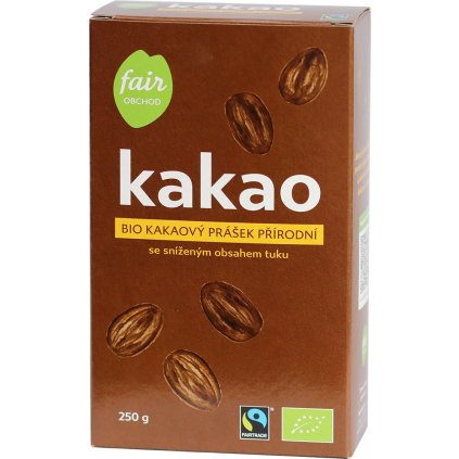 bio fairtrade kakaovy prasek prirodni snizeny obsah tuku 250g
