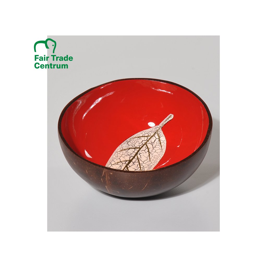 Kokosova Miska S Listem Cervena 13 Cm Fair Trade Centrum