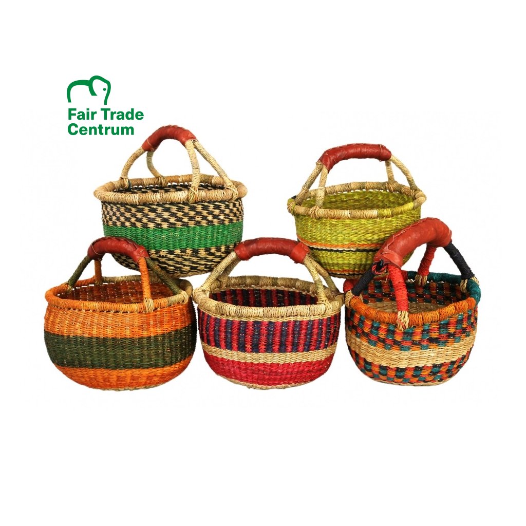 Fair trade košík Bolga z Ghany, různé barvy
