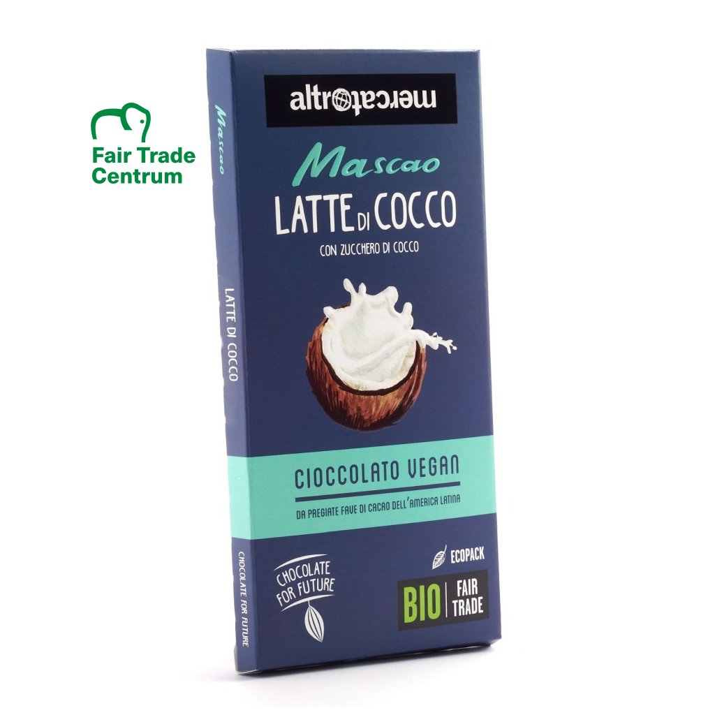 Fair trade bio vegan čokoláda Mascao s kokosovým mlékem i cukrem, 80 g