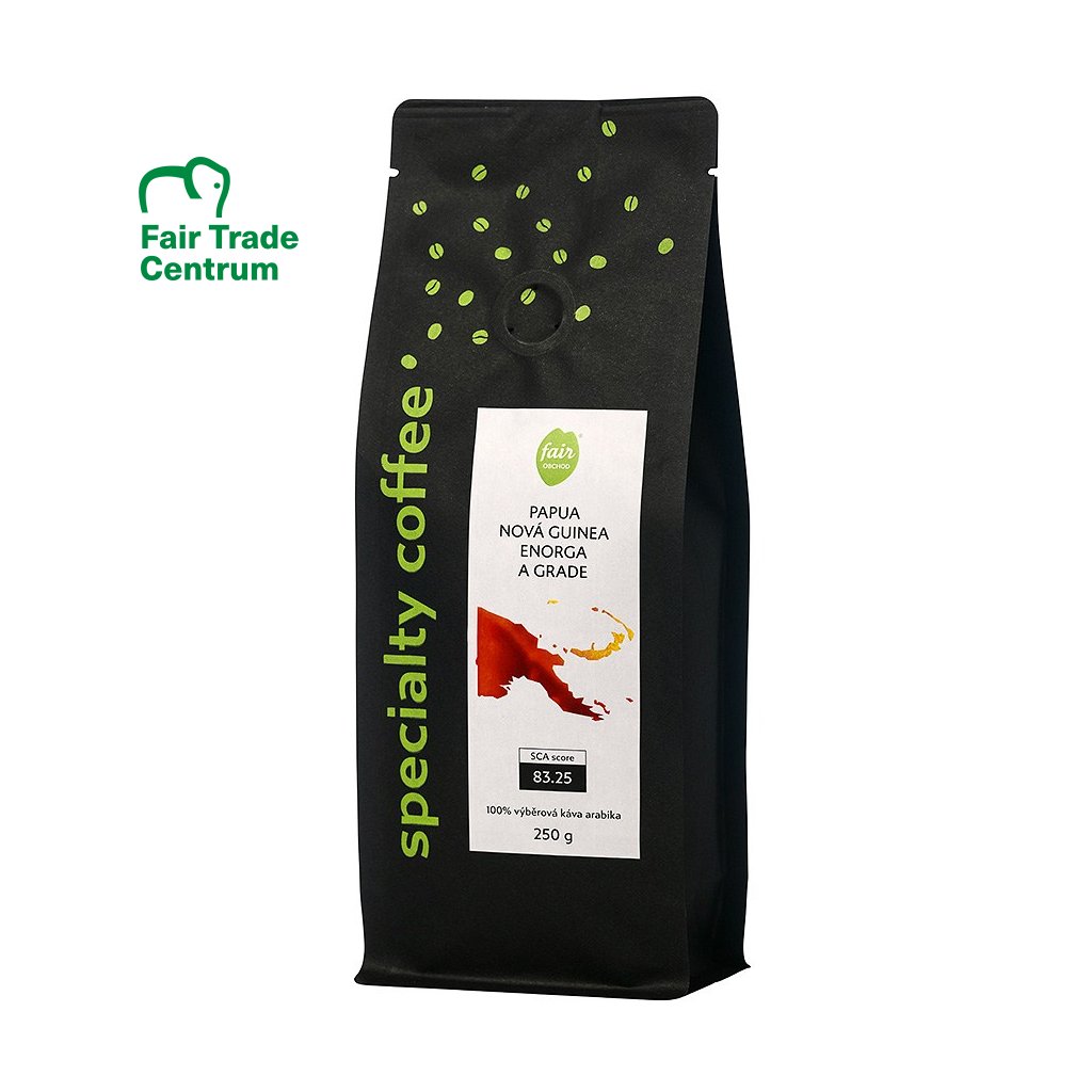 Fair trade bio zrnková káva Papua Nová Guinea Enorga A Grade, 250 g