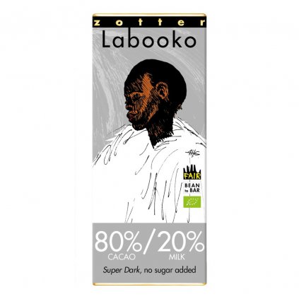 Fair trade bio mléčná čokoláda Zotter s 80 % kakaa a 20 % mléka, 65 g