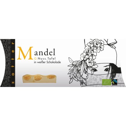 Fair Trade bio bílá čokoláda Zotter s celými mandlemi