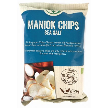 Fair Trade bio maniokové chipsy s mořskou solí, 100 g