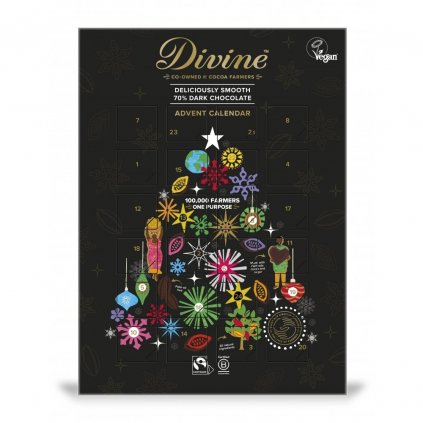 Fairtrade adventní kalendář z hořké čokolády se 70 % kakaa