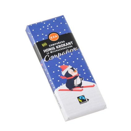 Fair trade bio mléčná medová čokoláda Tučňák
