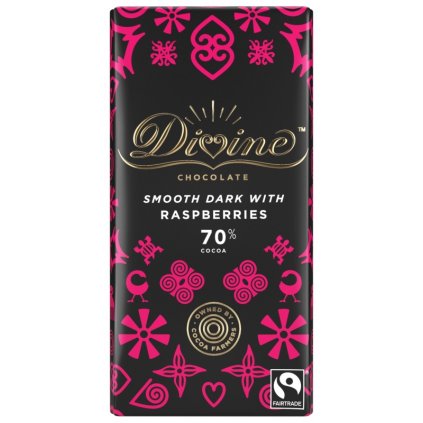 Fairtrade hořká čokoláda s malinami