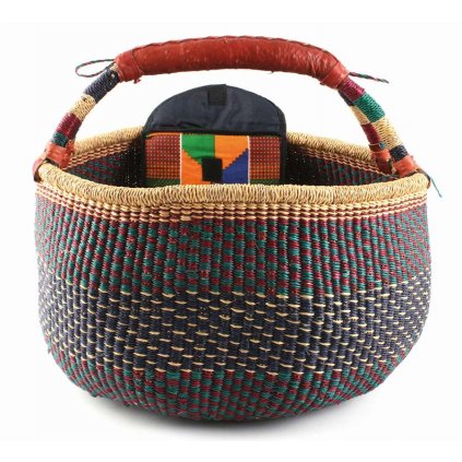Fair trade koš bolga s kapsou z Ghany, modrý