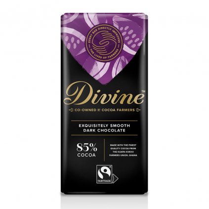 Fairtrade hořká čokoláda s 85 % kakaa Divine, 90 g