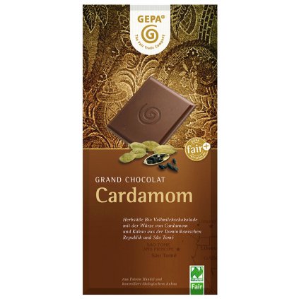 Fair Trade bio mléčná čokoláda s kardamomem, 100 g