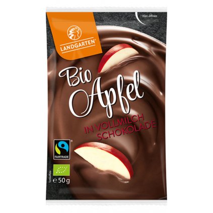 Fairtrade bio jablka v mléčné čokoládě, 50 g