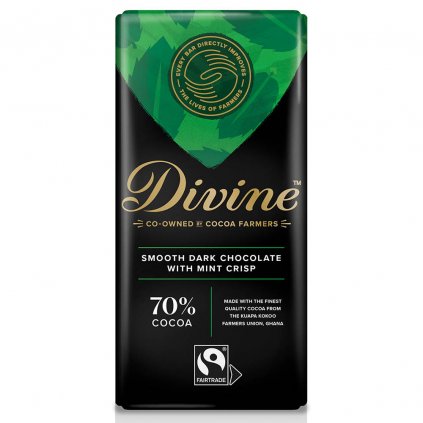 Fairtrade hořká čokoláda Divine s mátovými křupinkami, 90 g