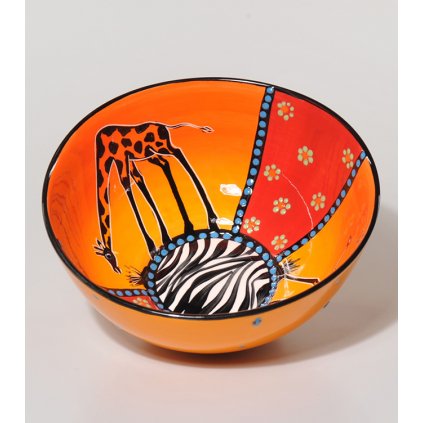 Fair Trade ručně dělaná mísa s žirafou z Jižní Afriky, 22 cm