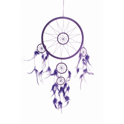 Fair Trade lapač snů barvy lila z Bali, 67 cm