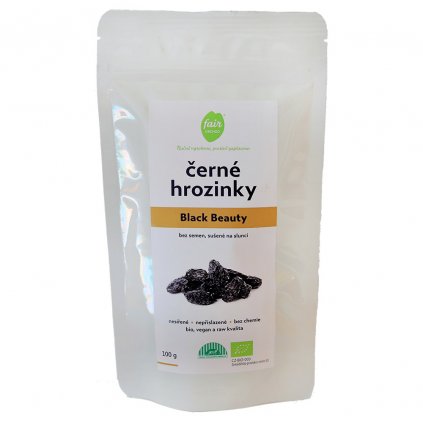 Fair trade bio černé hrozinky Black Beauty, sušené na slunci, 100 g