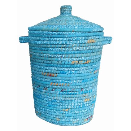 Fair Trade koš na prádlo ze sárí z Bangladéše, modrý
