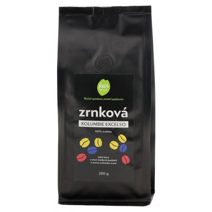 Fair trade zrnková káva Kolumbie Excelso arabica, 250 g