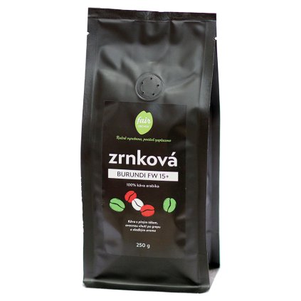 Fair trade zrnková káva Burundi FW 15+, 250 g