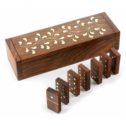 Fair trade domino z palisandru a mosazi z Indie, 28 dílků