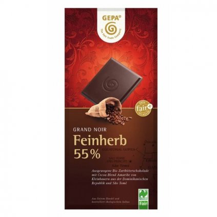 Fair trade bio hořká čokoláda s 55 % kakaa
