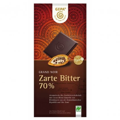 Fair trade bio hořká čokoláda Gepa se 70 % kakaa Amaribe