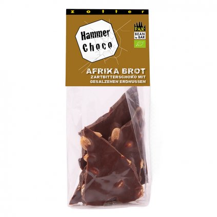 Fair trade bio lámaná hořká čokoláda 60% s arašídy, 100 g