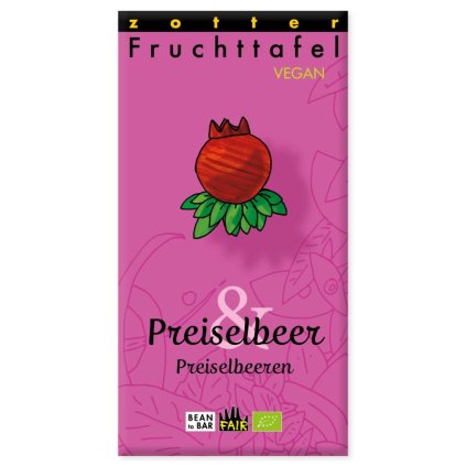Fair trade bio brusinková čokoláda Zotter s brusinkami