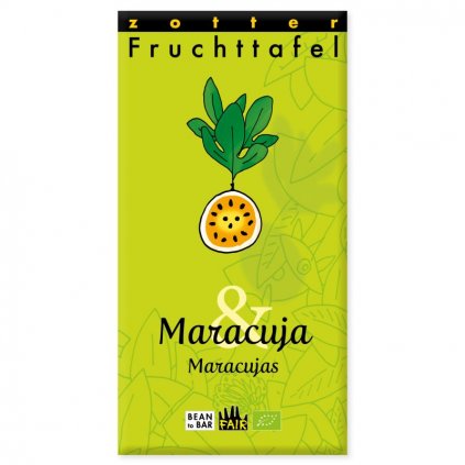 Fair trade bio marakujová čokoláda Zotter s mučenkami