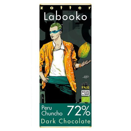 Fair trade bio hořká čokoláda Zotter Peru Chuncho 72 % kakaa