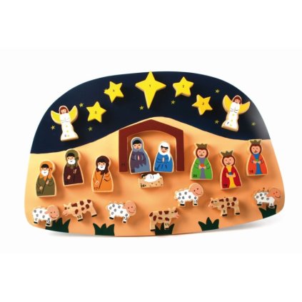 Fair trade ručně dělaný adventní kalendář z gumovníku ze Šrí Lanky