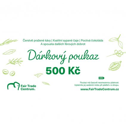 Dárkový poukaz Fair Trade Centra 500 Kč tištěný