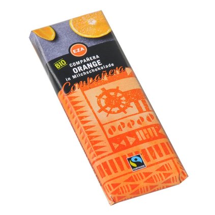 Fairtrade bio mléčná čokoláda s pomerančovým aroma