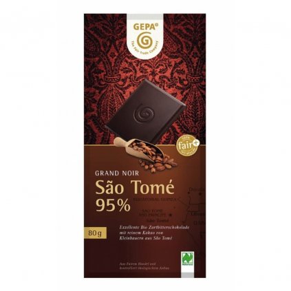Fair trade bio hořká čokoláda s 95 % kakaa Sao Tomé, 80 g