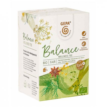 Fair trade bio bylinný čaj Wellness Balance Gepa, sáčkovaný